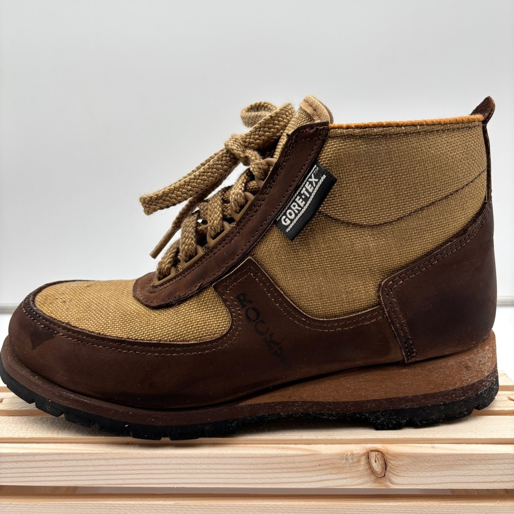 Rocky Boots Gore-Tex Vibram Hiking Boots Brown Canvas Leather 8M Vintage Outdoor - Picture 3 of 8